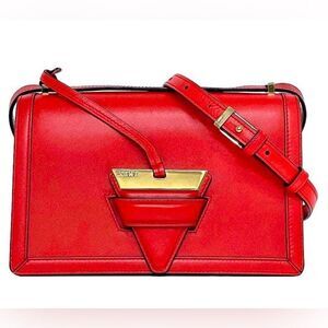 Loewe Red Leather Barcelona Shoulder Bag Auth